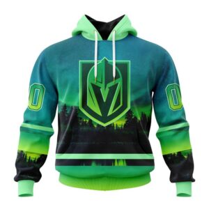 Personalized NHL Vegas Golden Knights All Over Print Hoodie Special Design With Northern Light Full Printed Hoodie 1