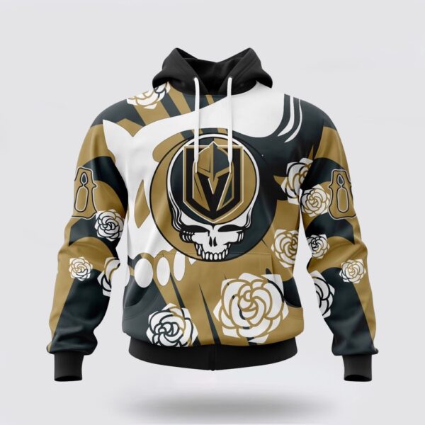 Personalized NHL Vegas Golden Knights All Over Print Hoodie Special Grateful Dead Gathering Flowers Design Hoodie