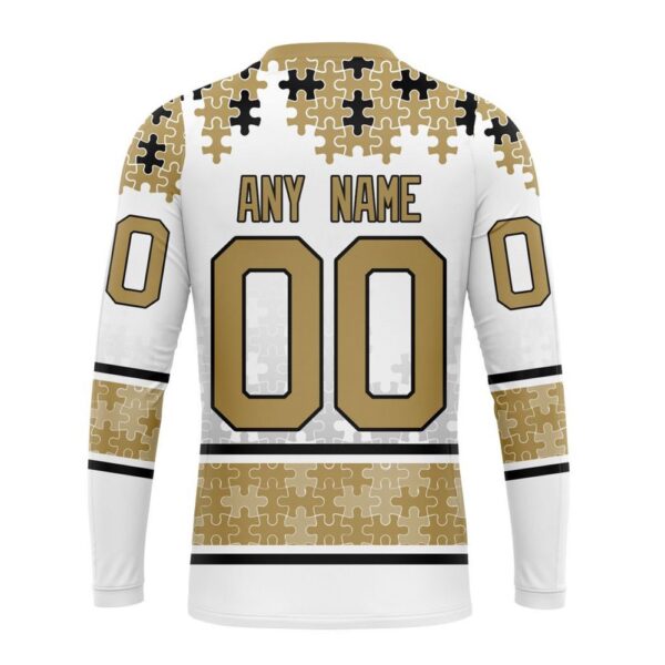 Personalized NHL Vegas Golden Knights Crewneck Sweatshirt Special Autism Awareness Design With Home Jersey Style