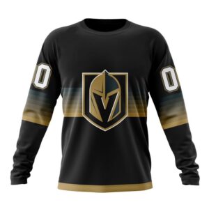 Personalized NHL Vegas Golden Knights Crewneck Sweatshirt Special Black And Gradient Design 1