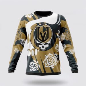 Personalized NHL Vegas Golden Knights Crewneck Sweatshirt Special Grateful Dead Gathering Flowers Design Sweatshirt 1