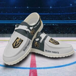 Personalized NHL Vegas Golden Knights Hey Dude Shoes For Hockey Fans