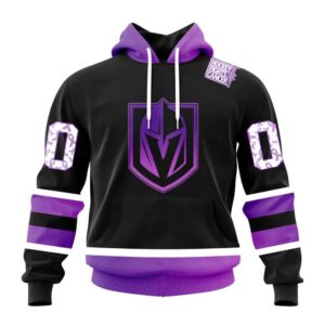 Personalized NHL Vegas Golden Knights Hoodie Special Black Hockey Fights Cancer Kits Hoodie 1
