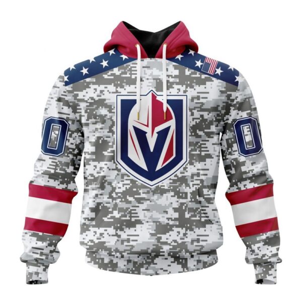 Personalized NHL Vegas Golden Knights Hoodie Special Camo Design For Veterans Day Hoodie