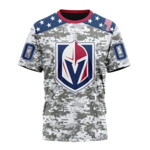 Personalized NHL Vegas Golden Knights T Shirt Special Camo Design For Veterans Day T Shirt 1