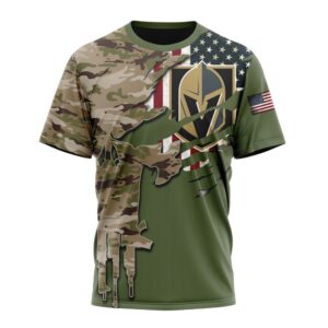 Personalized NHL Vegas Golden Knights T Shirt Special Camo Skull Design T Shirt 1
