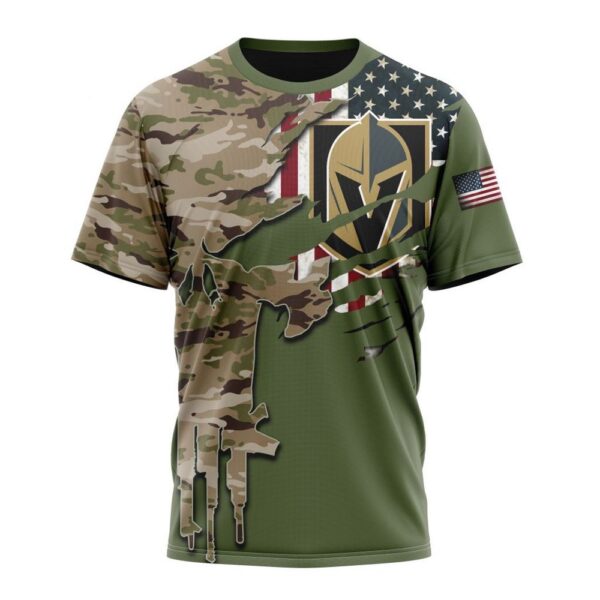 Personalized NHL Vegas Golden Knights T-Shirt Special Camo Skull Design T-Shirt