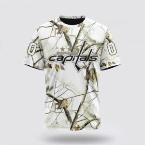 Personalized NHL Washington Capitals 3D T Shirt Special White Winter Hunting Camo Design T Shirt 1