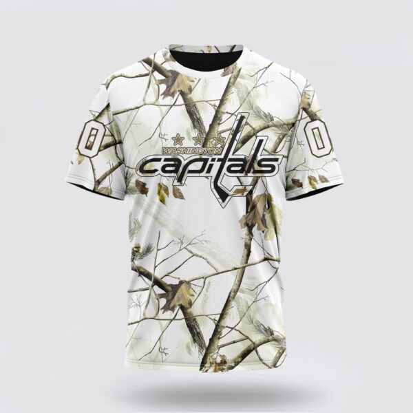 Personalized NHL Washington Capitals 3D T Shirt Special White Winter Hunting Camo Design T Shirt