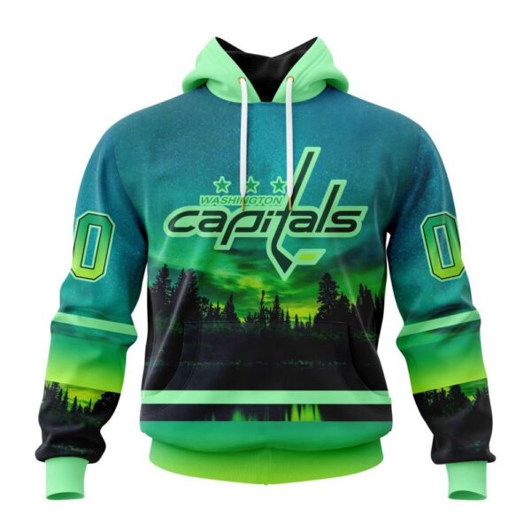 Personalized NHL Washington Capitals All Over Print Hoodie Special Design With Northern Light Full Printed Hoodie