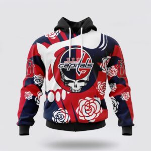 Personalized NHL Washington Capitals All Over Print Hoodie Special Grateful Dead Gathering Flowers Design Hoodie 1