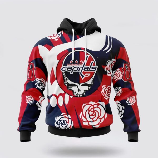 Personalized NHL Washington Capitals All Over Print Hoodie Special Grateful Dead Gathering Flowers Design Hoodie