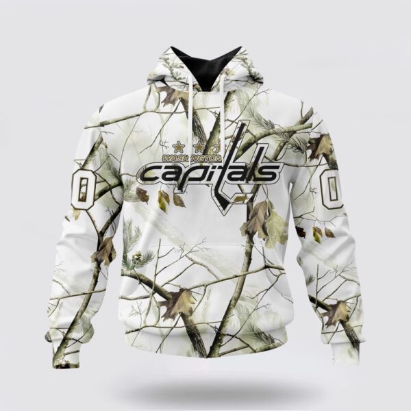 Personalized NHL Washington Capitals All Over Print Hoodie Special White Winter Hunting Camo Design Hoodie