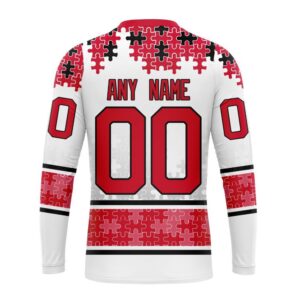 Personalized NHL Washington Capitals Crewneck Sweatshirt Special Autism Awareness Design With Home Jersey Style 2