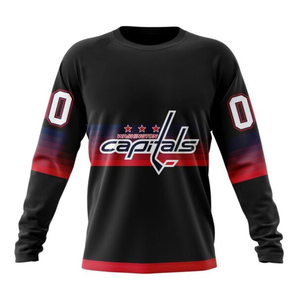 Personalized NHL Washington Capitals Crewneck Sweatshirt Special Black And Gradient Design