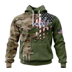 Personalized NHL Washington Capitals Hoodie Special Camo Skull Design Hoodie 1