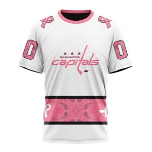 Personalized NHL Washington Capitals T Shirt In Classic Style With Paisley In October We Wear Pink Breast Cancer T Shirt 1