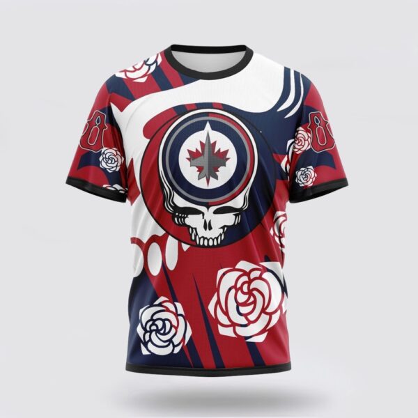 Personalized NHL Winnipeg Jets 3D T Shirt Special Grateful Dead Gathering Flowers Design T Shirt