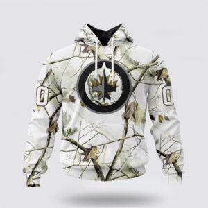 Personalized NHL Winnipeg Jets All Over Print Hoodie Special White Winter Hunting Camo Design Hoodie 1