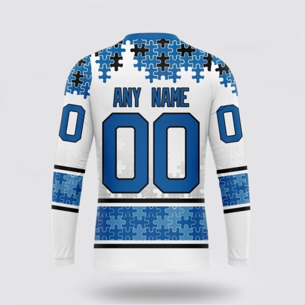 Personalized NHL Winnipeg Jets Crewneck Sweatshirt Special Autism Awareness Design With Home Jersey Style Sweatshirt