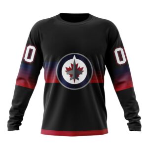 Personalized NHL Winnipeg Jets Crewneck Sweatshirt Special Black And Gradient Design 1