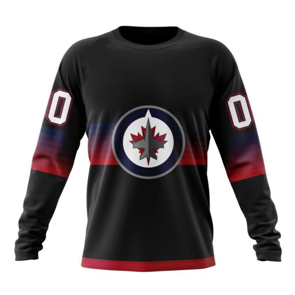 Personalized NHL Winnipeg Jets Crewneck Sweatshirt Special Black And Gradient Design