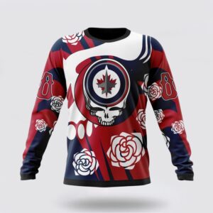 Personalized NHL Winnipeg Jets Crewneck Sweatshirt Special Grateful Dead Gathering Flowers Design Sweatshirt 1