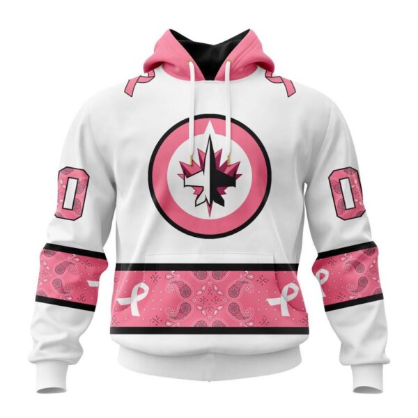 Personalized NHL Winnipeg Jets Hoodie In Classic Style With Paisley In October We Wear Pink Breast Cancer Hoodie