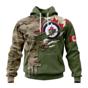 Personalized NHL Winnipeg Jets Hoodie Special Camo Skull Design Hoodie 1