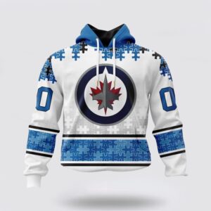 Personalized NHL Winnipeg Jets Special Autism Awareness Design With Home Jersey Style Hoodie 1