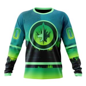 Personalized NHL Winnipeg Jets Special Crewneck Sweatshirt Design With Northern Light Full Printed Sweatshirt 1