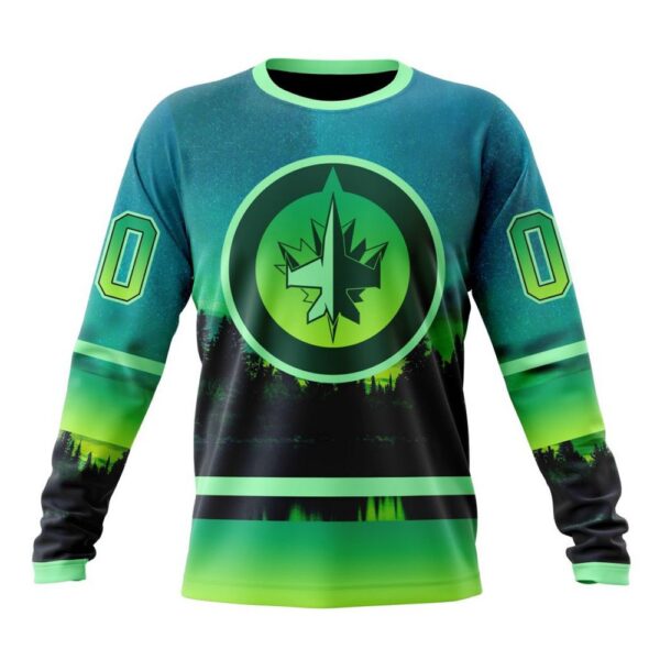 Personalized NHL Winnipeg Jets Special Crewneck Sweatshirt Design With Northern Light Full Printed Sweatshirt