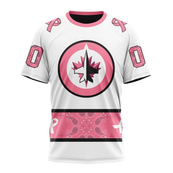 Personalized NHL Winnipeg Jets T-Shirt In Classic Style With Paisley In October We Wear Pink Breast Cancer T-Shirt