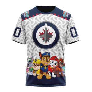 Personalized NHL Winnipeg Jets T Shirt Special PawPatrol Design T Shirt 1