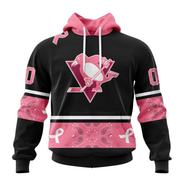 Pittsburgh Penguins Hoodie Specialized Design In Classic Style With Paisley! WE WEAR PINK BREAST CANCER Hoodie