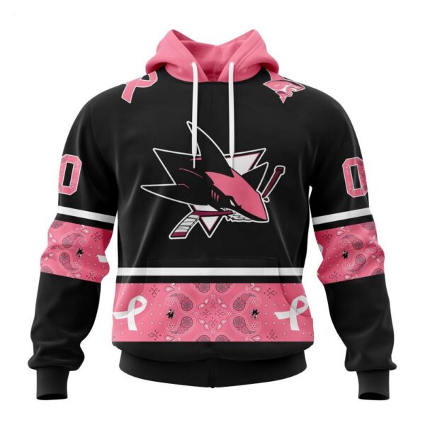 San Jose Sharks Hoodie Specialized Design In Classic Style With Paisley! WE WEAR PINK BREAST CANCER Hoodie