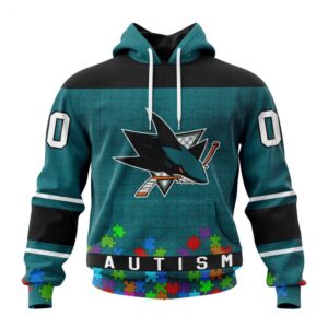 San Jose Sharks Hoodie Specialized Unisex Kits Hockey Fights Against Autism Hoodie 1