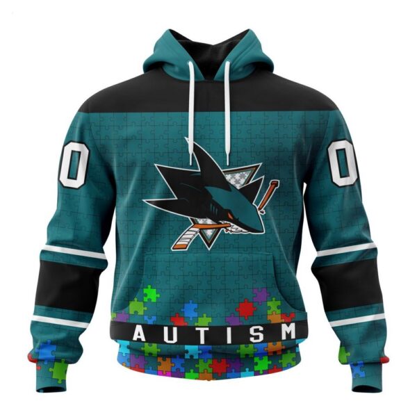 San Jose Sharks Hoodie Specialized Unisex Kits Hockey Fights Against Autism Hoodie