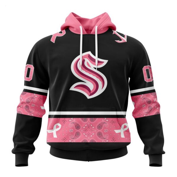 Seattle Kraken Hoodie Specialized Design In Classic Style With Paisley! WE WEAR PINK BREAST CANCER Hoodie