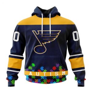 St Louis Blues Hoodie Specialized Unisex Kits Hockey Fights Against Autism Hoodie 1