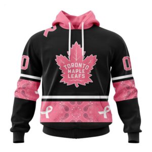 Toronto Maple Leafs Hoodie Specialized Design In Classic Style With Paisley! WE WEAR PINK BREAST CANCER Hoodie 1