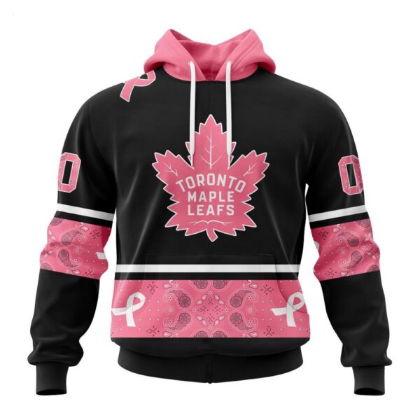 Toronto Maple Leafs Hoodie Specialized Design In Classic Style With Paisley! WE WEAR PINK BREAST CANCER Hoodie