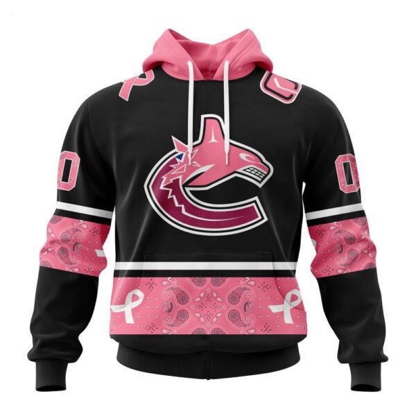 Vancouver Canucks Hoodie Specialized Design In Classic Style With Paisley! WE WEAR PINK BREAST CANCER Hoodie