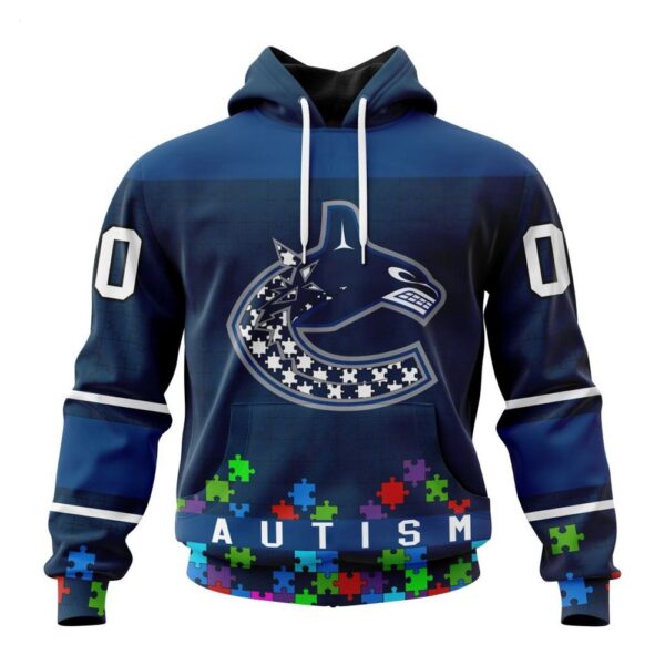 Vancouver Canucks Hoodie Specialized Unisex Kits Hockey Fights Against Autism Hoodie