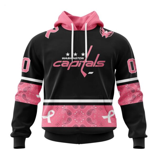 Washington Capitals Hoodie Specialized Design In Classic Style With Paisley! WE WEAR PINK BREAST CANCER Hoodie