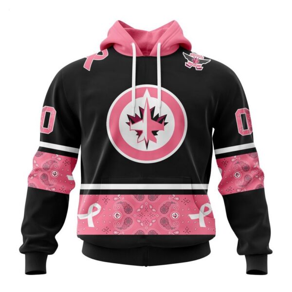 Winnipeg Jets Hoodie Specialized Design In Classic Style With Paisley! WE WEAR PINK BREAST CANCER Hoodie