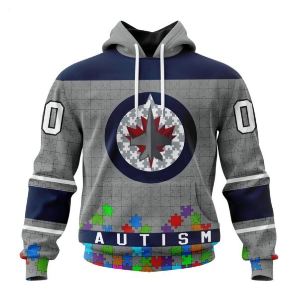 Winnipeg Jets Hoodie Specialized Unisex Kits Hockey Fights Against Autism Hoodie