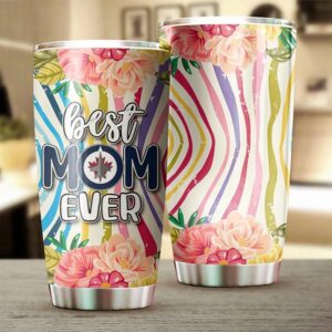 Winnipeg Jets Tumbler Best Mom Ever Flower 2