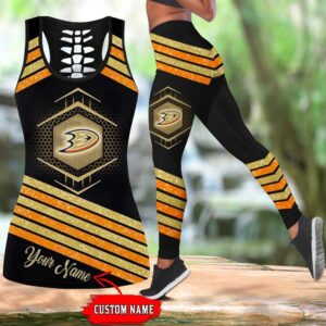 NHL Anaheim Ducks Hollow Tank Top And Leggings Set For Hockey Fans 1