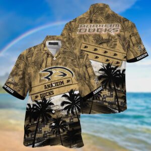 NHL Anaheim Ducks Palm Tree Pattern Hawaii Shirt Unisex Sport Hawaii Shirt 1
